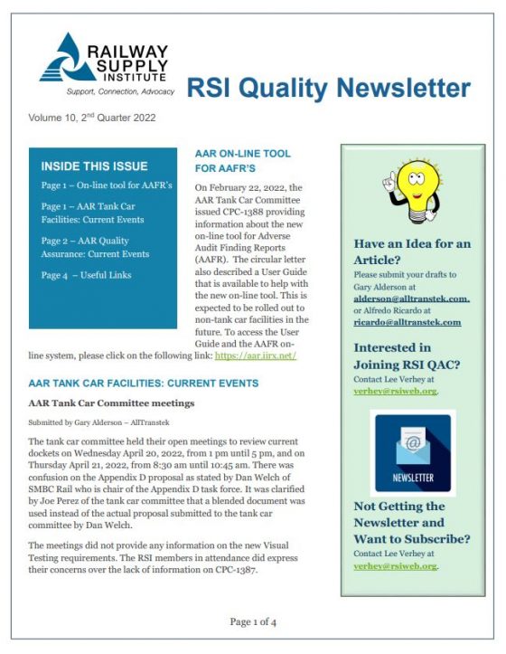 RSI Quality Newsletter - RSI
