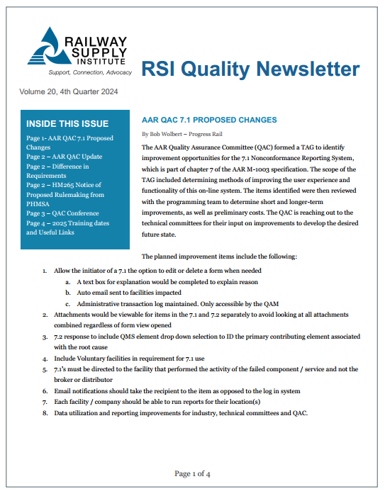 RSI Quality Newsletter - RSI